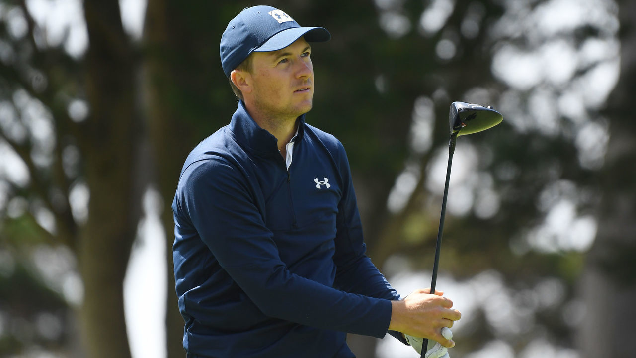 SAN FRANCISCO, CALIFORNIA - AUGUST 08: Jordan Spieth of the United States plays a shot from the 15th tee during the third round of the 2020 PGA Championship at TPC Harding Park on August 08, 2020 in San Francisco, California.