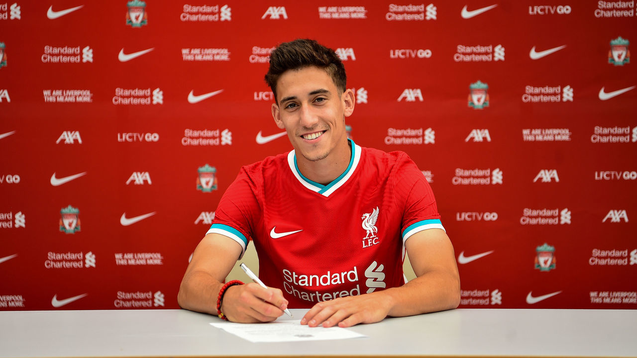 LIVERPOOL, ENGLAND - AUGUST 10: (THE SUN OUT, THE SUN ON SUNDAY OUT) Kostas Tsimikas new signing for Liverpool at Melwood Training Ground on August 10, 2020 in Liverpool, England.