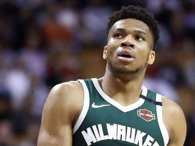 TORONTO, ON - FEBRUARY 25: Giannis Antetokounmpo #34 of the Milwaukee Bucks looks on during the second half of an NBA game against the Toronto Raptors at Scotiabank Arena on February 25, 2020 in Toronto, Canada.