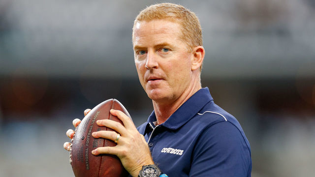 ARLINGTON, TX - DECEMBER 29: Dallas Cowboys Head Coach Jason Garrett throws some passes during pregame warmup prior to the NFC East game between the Dallas Cowboys and Washington Redskins on December 29, 2019 at AT&T Stadium in Arlington, TX.