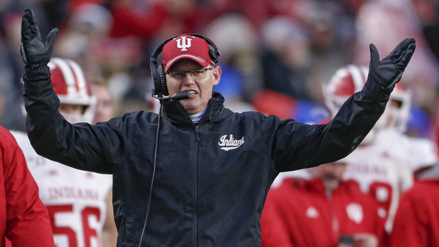 WEST LAFAYETTE, IN - NOVEMBER 30: Head coach Tom Allen of the Indiana Hoosiers is seen during the game against the Purdue Boilermakers at Ross-Ade Stadium on November 30, 2019 in West Lafayette, Indiana.