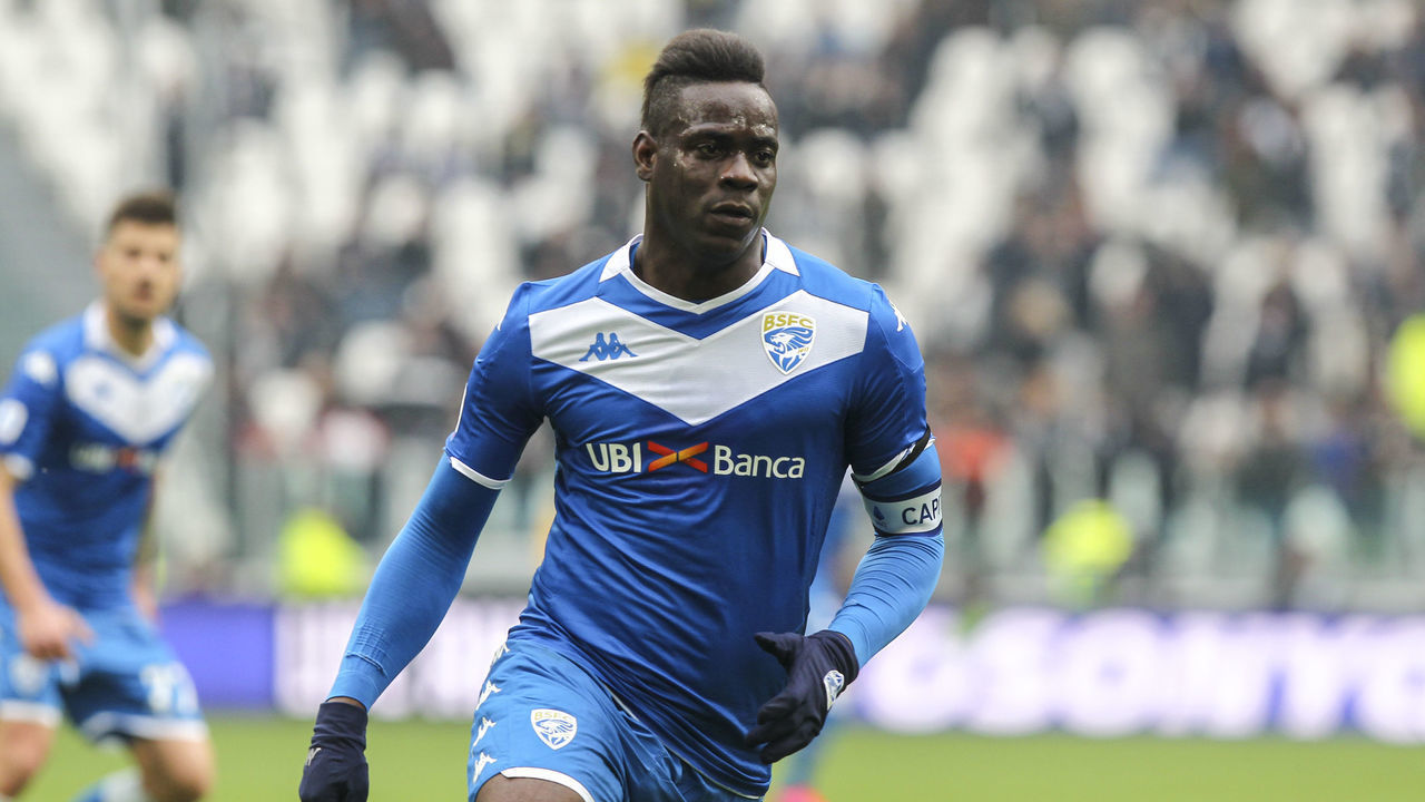 Mario Balotelli of Brescia Calcio \during the Serie A football match between Juventus FC and Brescia Calcio at Allianz Stadium on February 16, 2020 in Turin, Italy. Juventus won 2-0 over Brescia.