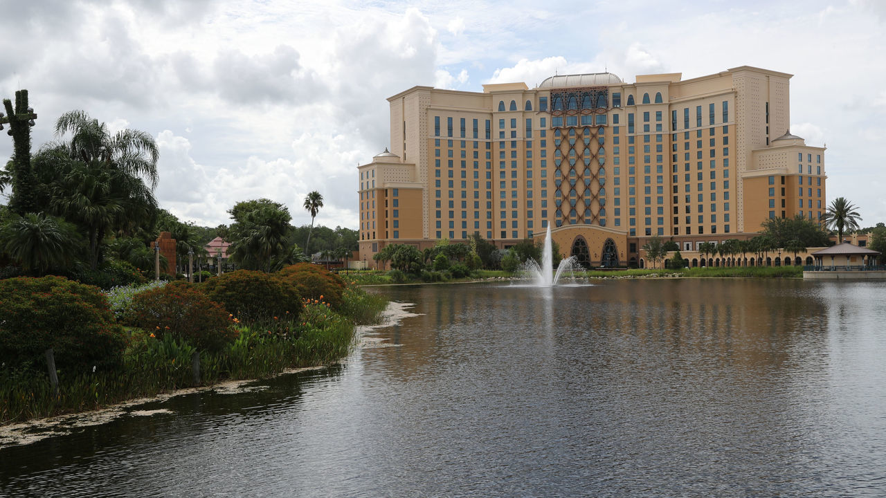 ORLANDO, FL - JULY 1: A general overall exterior view of the Gran Destino Tower at Disney's Coronado Springs Resort as part of the NBA Restart 2020 on July 1, 2020 in Orlando, Florida. NOTE TO USER: User expressly acknowledges and agrees that, by downloading and/or using this photograph, user is consenting to the terms and conditions of the Getty Images License Agreement. Mandatory Copyright Notice: Copyright 2020 NBAE