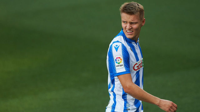 Martin Odegaard of Real Sociedad during the la La Liga Santander mach between Villarreal and Real Sociedad at La Ceramica Stadium, on July 13, 2020 in Vila-real, Spain