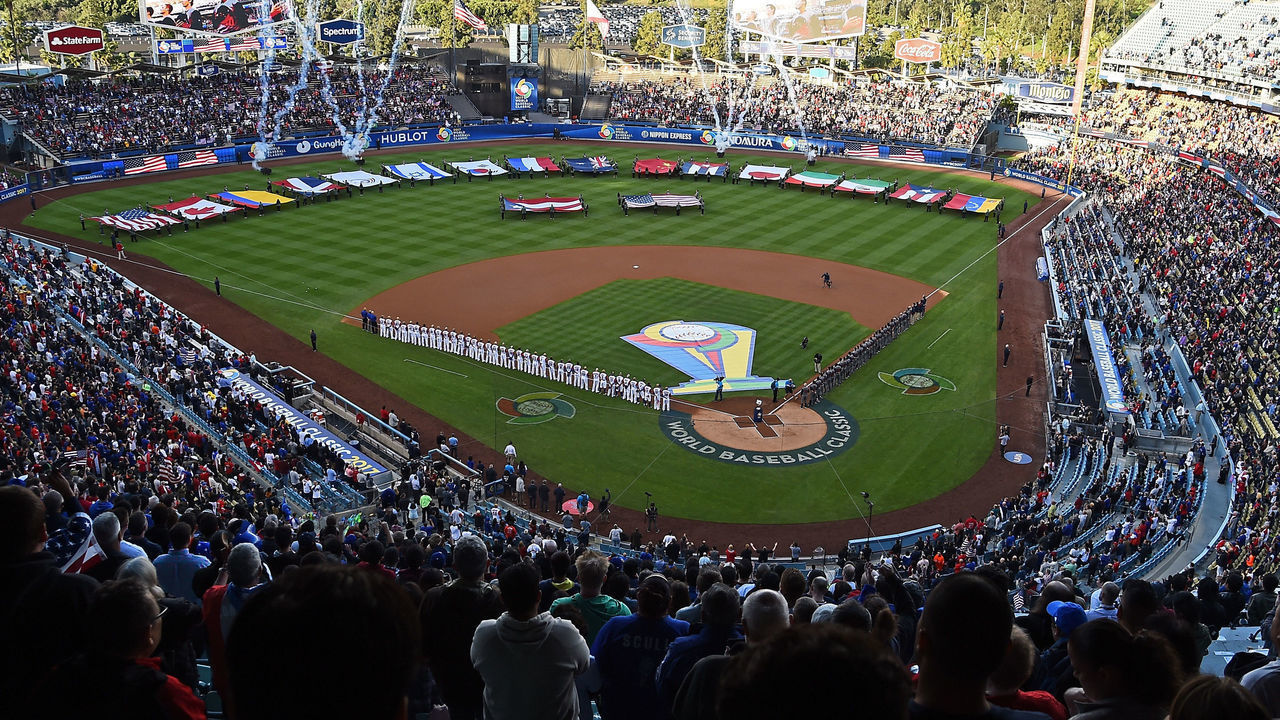 LOS ANGELES, CA - MARCH 22: General view of Dodger Stadium for the final game of the 2017 World Baseball Classic between Puerto Rico and the United States March 22, 2017 in Los Angeles, California.