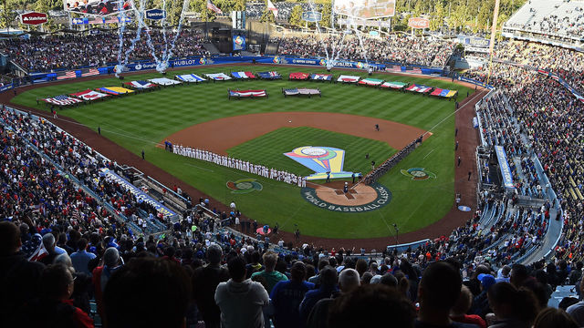 LOS ANGELES, CA - MARCH 22: General view of Dodger Stadium for the final game of the 2017 World Baseball Classic between Puerto Rico and the United States March 22, 2017 in Los Angeles, California.