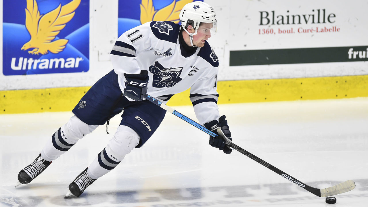 BOISBRIAND, QC - OCTOBER 05: Alexis Lafreniere #11 of the Rimouski Oceanic skates against the Blainville-Boisbriand Armada at Centre d'Excellence Sports Rousseau on October 5, 2019 in Boisbriand, Quebec, Canada. The Blainville-Boisbriand Armada defeated the Rimouski Oceanic 5-3.