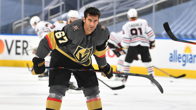 EDMONTON, ALBERTA - AUGUST 11: Max Pacioretty #67 of the Vegas Golden Knights warms up before Game One of the Western Conference First Round of the 2020 NHL Stanley Cup Playoff between the Chicago Blackhawks and the Vegas Golden Knights at Rogers Place on August 11, 2020 in Edmonton, Alberta.