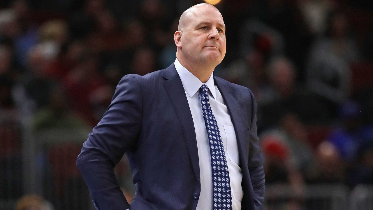 CHICAGO, ILLINOIS - MARCH 10: Head coach Jim Boylen of the Chicago Bulls watches as his team takes on the Cleveland Cavaliers at the United Center on March 10, 2020 in Chicago, Illinois.
