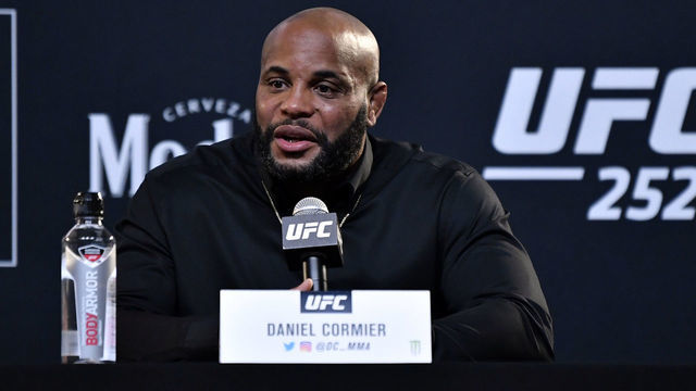 LAS VEGAS, NEVADA - AUGUST 13: Daniel Cormier interacts with media during the UFC 252 press conference at UFC APEX on August 13, 2020 in Las Vegas, Nevada.