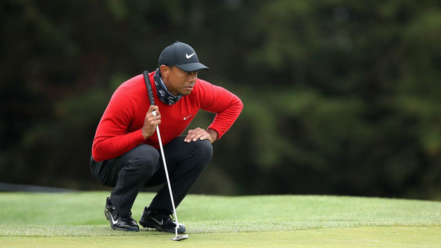 SAN FRANCISCO, CALIFORNIA - AUGUST 09: Tiger Woods of the United States looks over the green during the final round of the 2020 PGA Championship at TPC Harding Park on August 09, 2020 in San Francisco, California.
