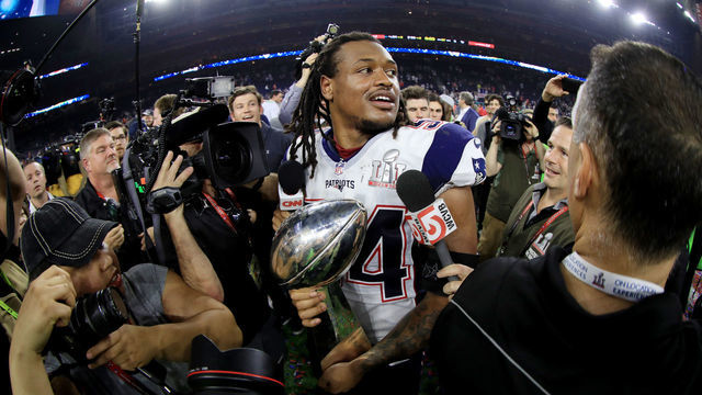 HOUSTON, TX - FEBRUARY 05: Dont'a Hightower #54 of the New England Patriots holds the Vince Lombardi Trophy after defeating the Atlanta Falcons 34-28 in overtime during Super Bowl 51 at NRG Stadium on February 5, 2017 in Houston, Texas.