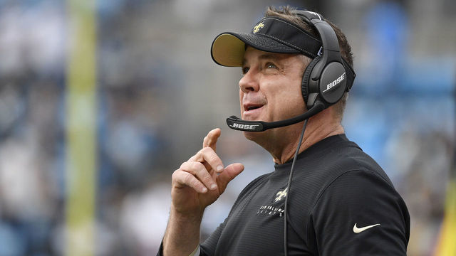 CHARLOTTE, NORTH CAROLINA - DECEMBER 29: Head coach Sean Payton of the New Orleans Saints watches his team play against the Carolina Panthers during the first quarter of their game at Bank of America Stadium on December 29, 2019 in Charlotte, North Carolina.