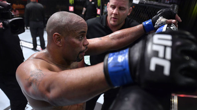 LAS VEGAS, NEVADA - AUGUST 15: Daniel Cormier reacts after the conclusion of his UFC heavyweight championship bout against Stipe Miocic during the UFC 252 event at UFC APEX on August 15, 2020 in Las Vegas, Nevada.