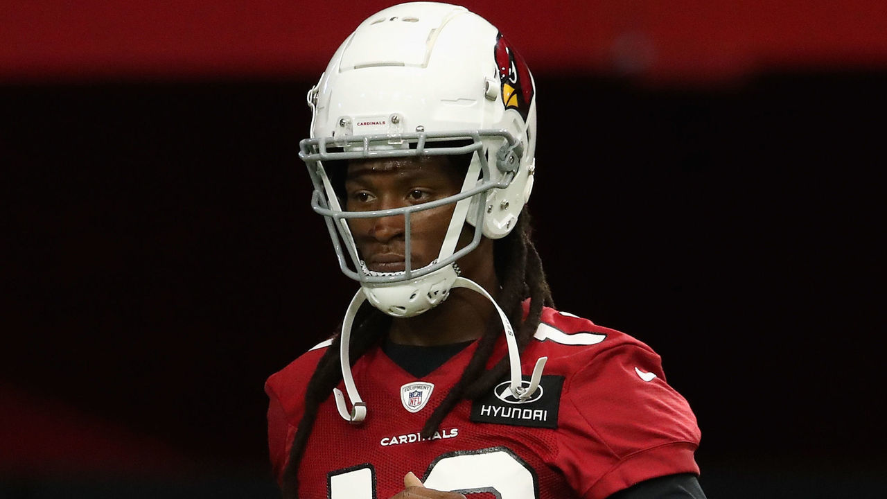 GLENDALE, ARIZONA - AUGUST 12: Wide receiver DeAndre Hopkins #10 of the Arizona Cardinals participates in a NFL team practice at State Farm Stadium on August 12, 2020 in Glendale, Arizona.