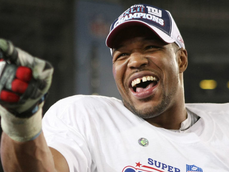 Michael Strahan, 2008 NFC Championship Game & NFC Divisional Round, Game-Used Giants Helmet, VICTORIAM, PART II, 2023