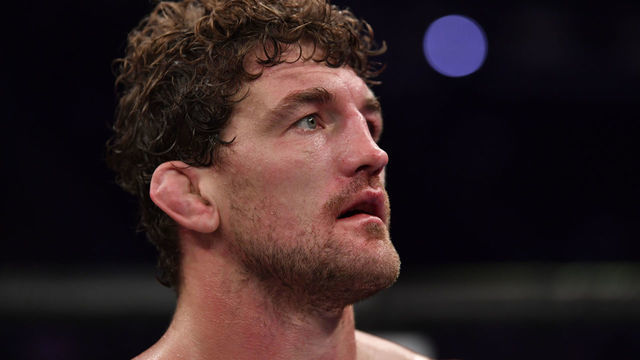 SINGAPORE, SINGAPORE - OCTOBER 26: Ben Askren reacts to his submission loss to Demian Maia of Brazil in their welterweight bout during the UFC Fight Night event at Singapore Indoor Stadium on October 26, 2019 in Singapore.