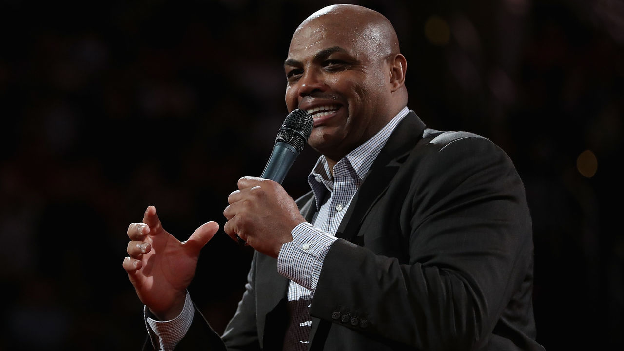 PHOENIX, AZ - MARCH 03: NBA legend Charles Barkley speaks during half time of the NBA game between the Oklahoma City Thunder and the Phoenix Suns at Talking Stick Resort Arena on March 3, 2017 in Phoenix, Arizona.