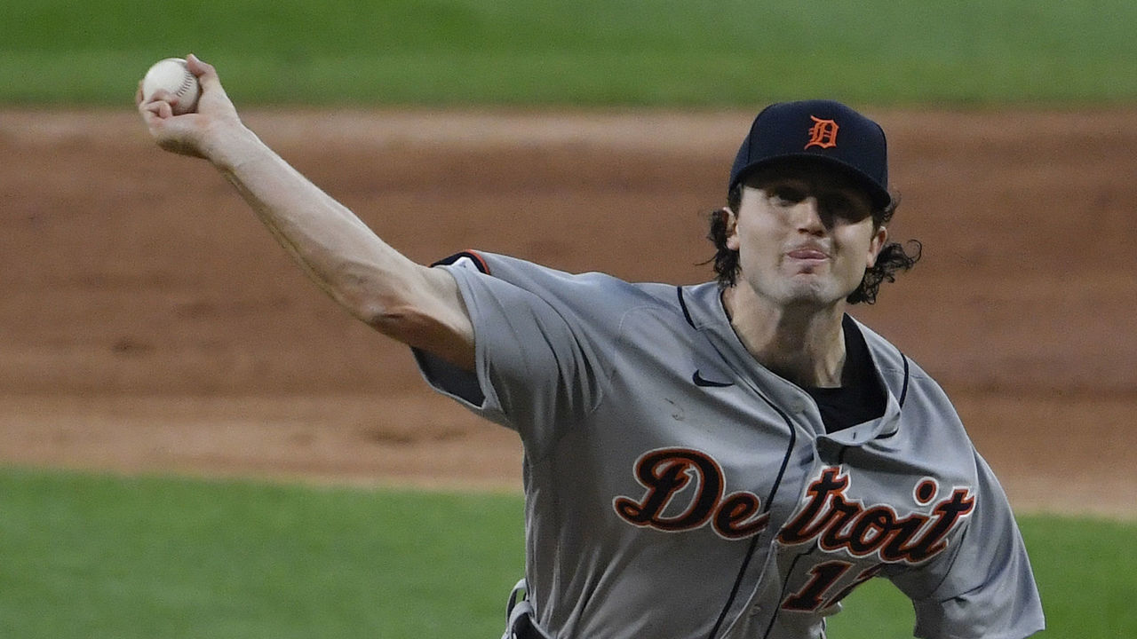CHICAGO, ILLINOIS - AUGUST 19: Starting pitcher Casey Mize #12 of the Detroit Tigers delivers the baseball in his MLB debut against the Chicago White Sox at Guaranteed Rate Field on August 19, 2020 in Chicago, Illinois.