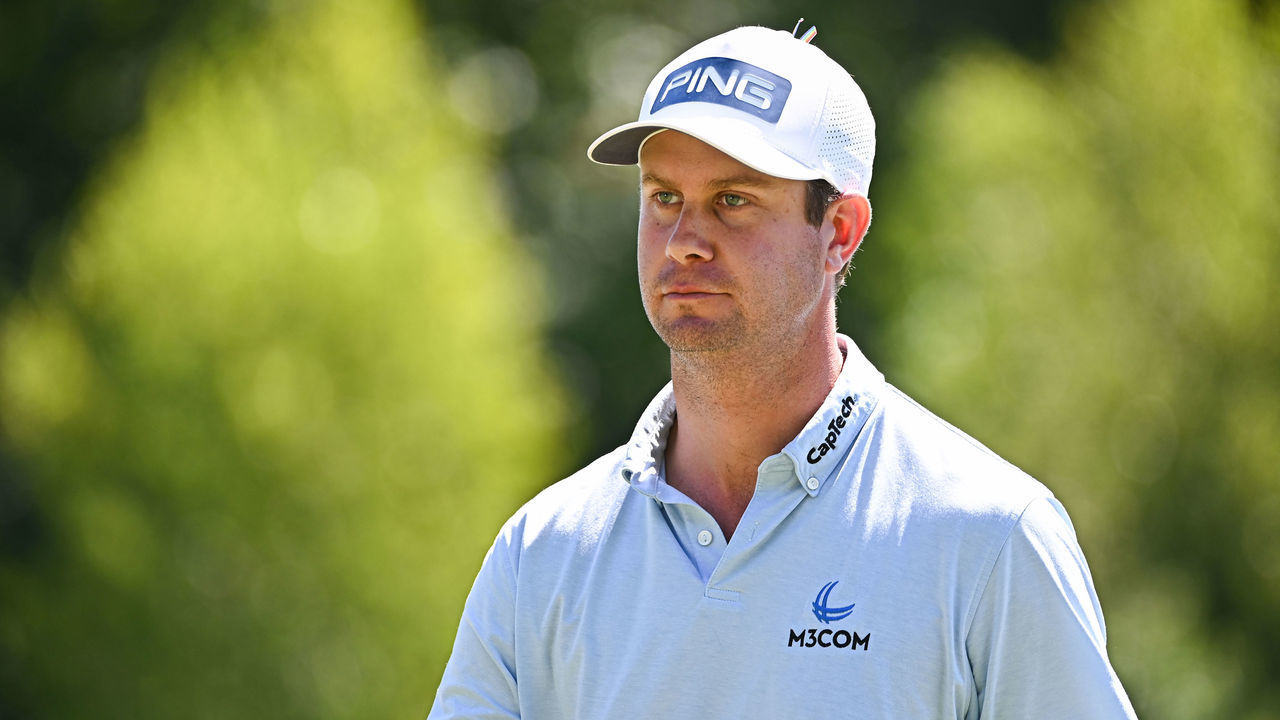 NORTON, MA - AUGUST 20: Harris English walks off the 18th green during the first round of THE NORTHERN TRUST at TPC Boston on August 20, 2020 in Norton, Massachusetts.