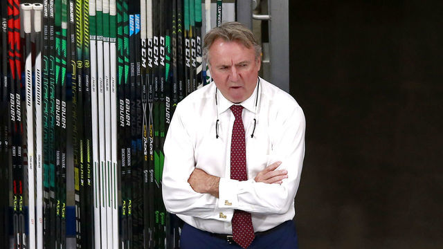 EDMONTON, ALBERTA - AUGUST 14: Head coach Rick Bowness of the Dallas Stars looks on during warm-ups prior to Game Three of the Western Conference First Round against the Calgary Flames during the 2020 NHL Stanley Cup Playoffs at Rogers Place on August 14, 2020 in Edmonton, Alberta, Canada.