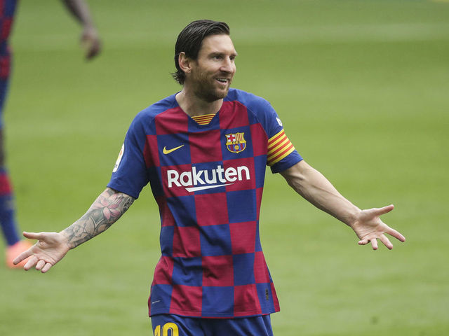 PONTEVEDRA, SPAIN - JUNE 27: Lionel Messi of FC Barcelona during the La Liga Santander match between Celta de Vigo v FC Barcelona at the Estadio de Balaidos on June 27, 2020 in Pontevedra Spain