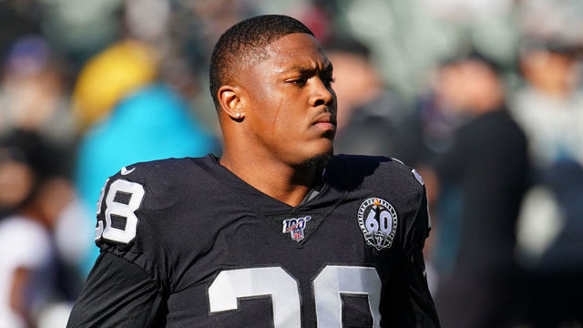 OAKLAND, CALIFORNIA - DECEMBER 15: Josh Jacobs #28 of the Oakland Raiders warms up prior to the game against the Jacksonville Jaguars at RingCentral Coliseum on December 15, 2019 in Oakland, California.