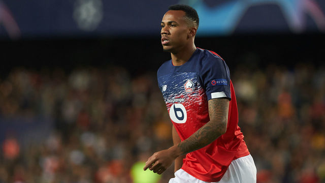 Gabriel dos Santos Magalhaes of Losc Lille during the during the UEFA Champions League group H match between Valencia CF and Losc Lille at Estadio de Mestalla on November 5, 2019 in Valencia, Spain