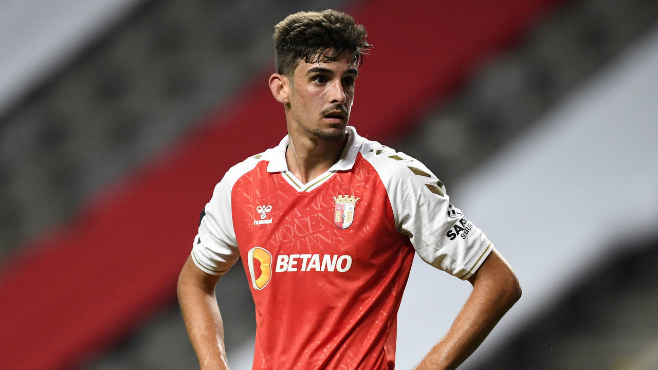 BRAGA, PORTUGAL - JULY 25: Francisco Trincao of SC Braga in action during the Liga Nos match between SC Braga and FC Porto at Estadio Municipal de Braga on July 25, 2020 in Braga, Portugal.