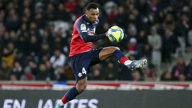 LILLE, FRANCE - MARCH 8: Gabriel dos Santos Magalhaes of Lille during the Ligue 1 match between Lille OSC (LOSC) and Olympique Lyonnais (Lyon, OL) at Stade Pierre Mauroy on March 8, 2020 in Villeneuve d'Ascq near Lille, France.