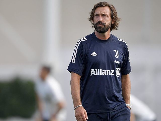 TURIN, ITALY - AUGUST 24: Juventus coach Andrea Pirlo attends a training session at JTC on August 24, 2020 in Turin, Italy.