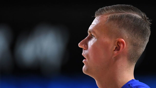 Orlando, FL - AUGUST 19: Kristaps Porzingis #6 of the Dallas Mavericks warms up before the game against the LA Clippers during Round One, Game Two of the NBA Playoffs on August 19, 2020 at The AdventHealth Arena at ESPN Wide World Of Sports Complex in Orlando, Florida. NOTE TO USER: User expressly acknowledges and agrees that, by downloading and/or using this Photograph, user is consenting to the terms and conditions of the Getty Images License Agreement. Mandatory Copyright Notice: Copyright 2020 NBAE