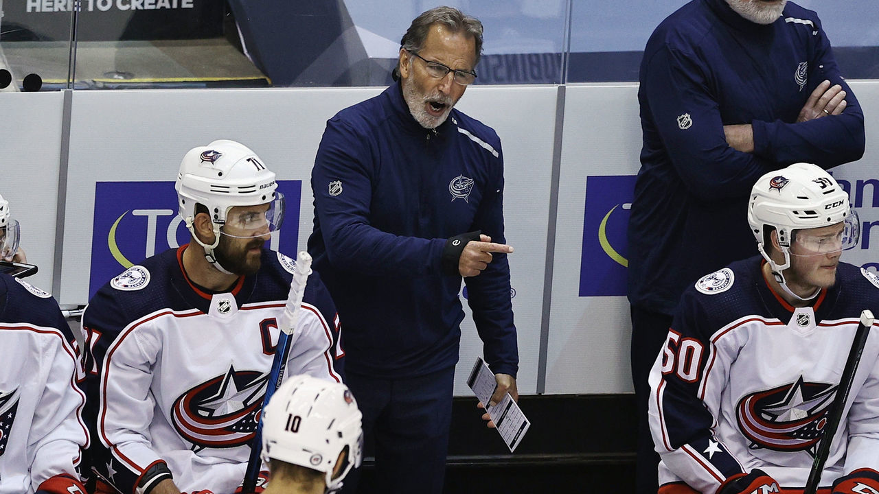 TORONTO, ONTARIO - AUGUST 11: Head coach John Tortorella of the Columbus Blue Jackets handles bench duties during the second period against the Tampa Bay Lightning in Game One of the Eastern Conference First Round during the 2020 NHL Stanley Cup Playoffs at Scotiabank Arena on August 11, 2020 in Toronto, Ontario, Canada.