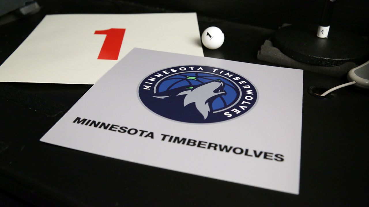 SECAUCUS, NJ - AUGUST 20: The card of the Minnesota Timberwolves after they get the 1st overall pick in the NBA Draft during the 2020 NBA Draft Lottery on August 20, 2020 at the NBA Entertainment Studios in Secaucus, New Jersey. NOTE TO USER: User expressly acknowledges and agrees that, by downloading and/or using this photograph, user is consenting to the terms and conditions of the Getty Images License Agreement. Mandatory Copyright Notice: Copyright 2020 NBAE