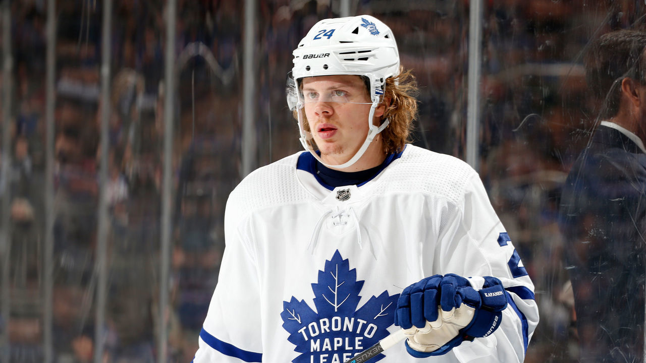 NEW YORK, NY - DECEMBER 20: Kasperi Kapanen #24 of the Toronto Maple Leafs skates against the New York Rangers at Madison Square Garden on December 20, 2019 in New York City.