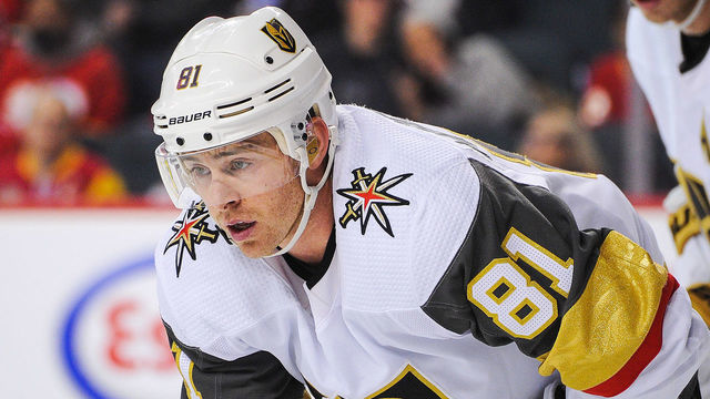 CALGARY, AB - MARCH 8: Jonathan Marchessault #81 of the Vegas Golden Knights in action against the Calgary Flames during an NHL game at Scotiabank Saddledome on March 8, 2020 in Calgary, Alberta, Canada.
