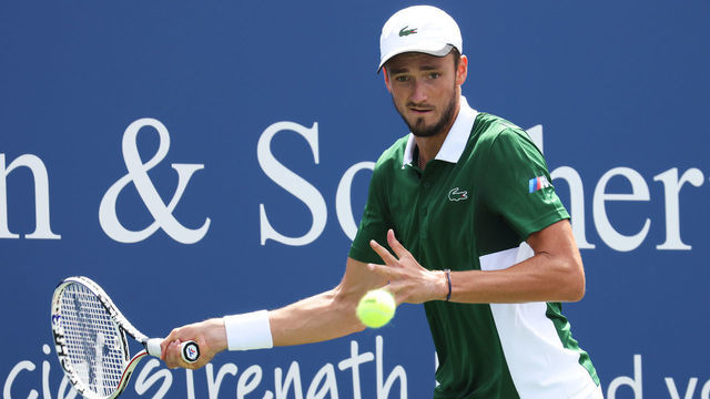 NEW YORK, NEW YORK - AUGUST 26: Danill Medvedev of Russia plays a shot against Robert Bautista Agut of Spain during the Western & Southern Open at the USTA Billie Jean King National Tennis Center on August 26, 2020 in New York City.
