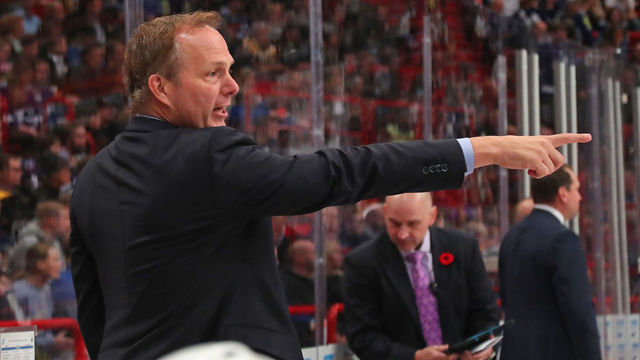 STOCKHOLM, SWEDEN - NOVEMBER 08: Head coach Jon Cooper of the Tampa Bay Lightning reacts during an NHL Global Series game against the Buffalo Sabres at Ericsson Globe on November 8, 2019 in Stockholm, Sweden.