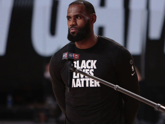 ORLANDO, FL - AUGUST 24: LeBron James #23 of the Los Angeles Lakers speaks to Jared Greenberg of TNT after the game against the Portland Trail Blazers for Game four of the first round of the 2020 Playoffs as part of the NBA Restart 2020 on August 24, 2020 at AdventHealth Arena at ESPN Wide World of Sports Complex in Orlando, Florida. NOTE TO USER: User expressly acknowledges and agrees that, by downloading and/or using this photograph, user is consenting to the terms and conditions of the Getty Images License Agreement. Mandatory Copyright Notice: Copyright 2020 NBAE