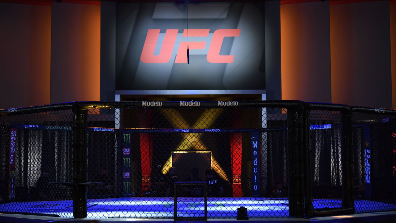 LAS VEGAS, NEVADA - AUGUST 15: A general view of the Octagon prior to the UFC 252 event at UFC APEX on August 15, 2020 in Las Vegas, Nevada.