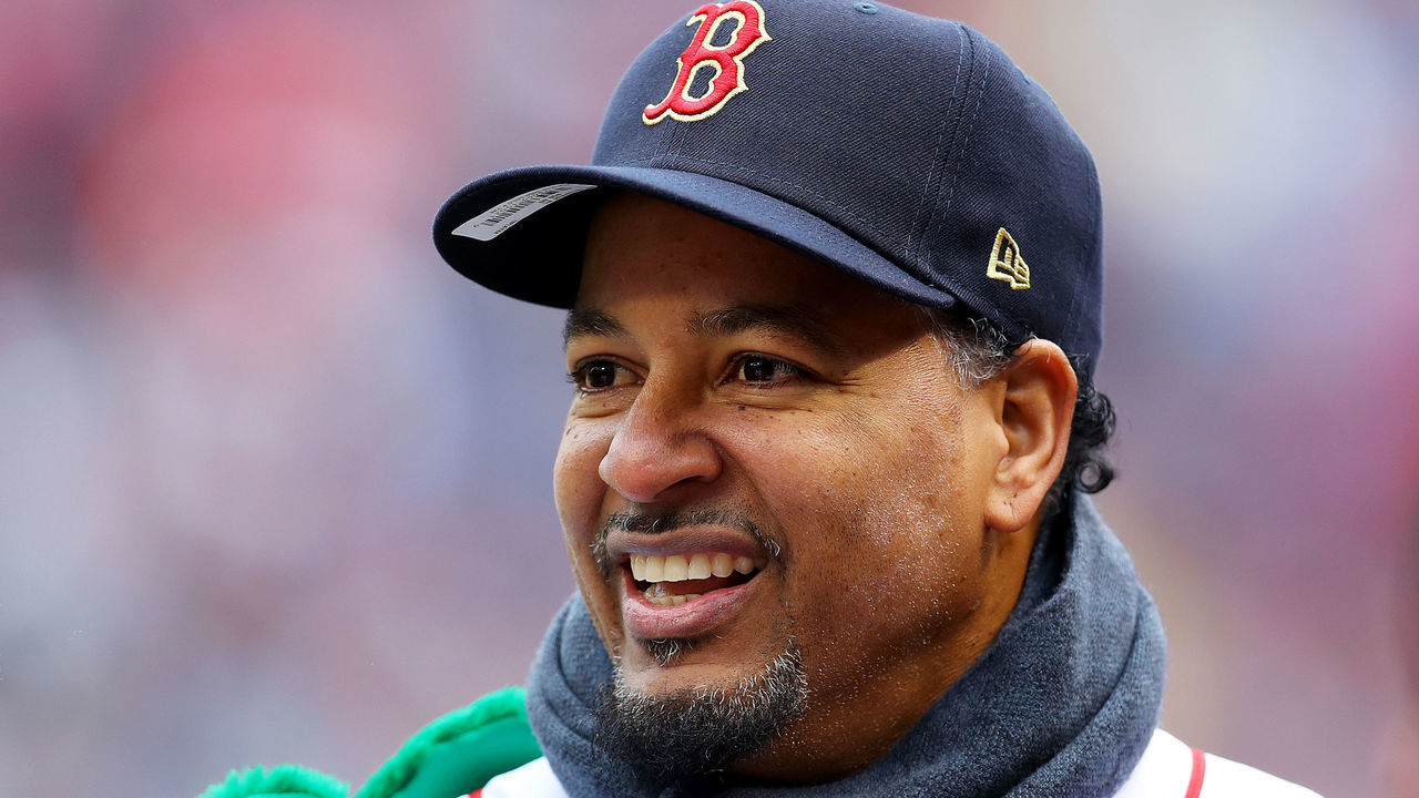 BOSTON, MASSACHUSETTS - APRIL 09: Former Boston Red Sox player Manny Ramirez looks on before the Red Sox home opening game against the Toronto Blue Jaysat Fenway Park on April 09, 2019 in Boston, Massachusetts.