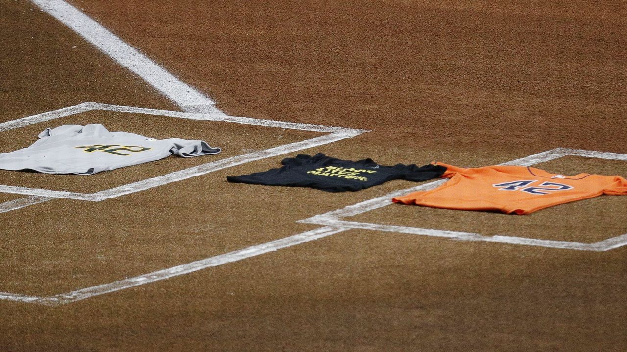 Oakland Athletics, Houston Astros take Field to Honor Jackie Robinson, Then  `Another Day of Silent Protest' - Sports Illustrated Oakland Athletics  News, Analysis and More