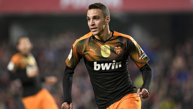 GRANADA, SPAIN - 2020/02/04: Rodrigo Moreno Valencia CF player celebrates a goal during the La Copa del Rey quarter finals match between Granada CF and Valencia CF at Nuevo los Carmenes stadium in Granada. (Final score; Granada CF 2:1 Valencia CF).
