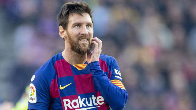 BARCELONA, SPAIN - February 15: Lionel Messi #10 of Barcelona reacts during the Barcelona V Getafe, La Liga regular season match at Estadio Camp Nou on February 15th 2020 in Barcelona, Spain.