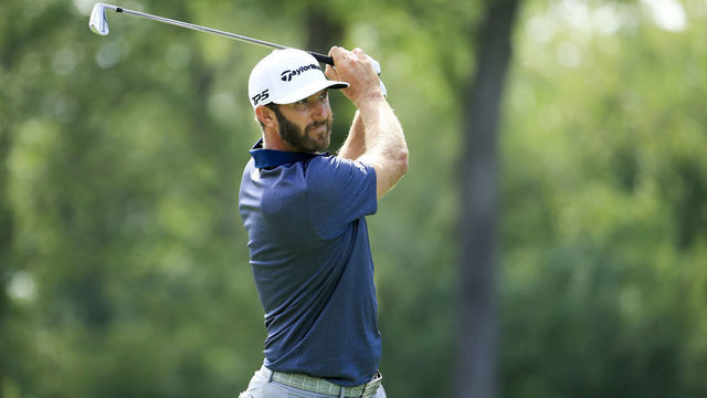 OLYMPIA FIELDS, ILLINOIS - AUGUST 29: Dustin Johnson of the United States plays his shot from the 14th tee during the third round of the BMW Championship on the North Course at Olympia Fields Country Club on August 29, 2020 in Olympia Fields, Illinois.