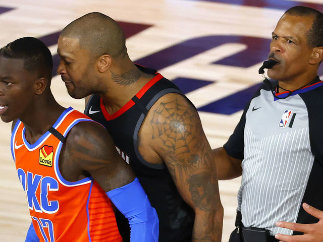 Watch Dennis Schroder P J Tucker Ejected Following Game 5 Fracas Thescore Com