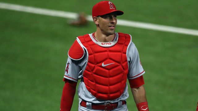 ARLINGTON, TEXAS - AUGUST 07: Jason Castro #16 of the Los Angeles Angels at Globe Life Field on August 07, 2020 in Arlington, Texas.