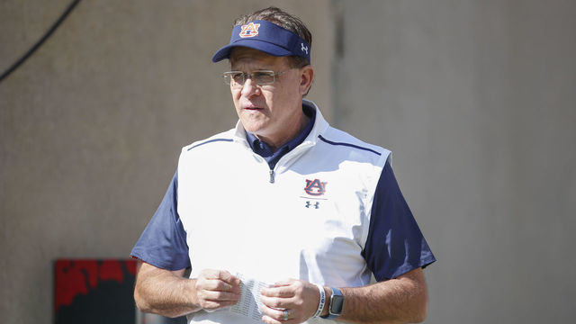 TAMPA, FL - JANUARY 01: Auburn Tigers head coach Gus Malzahn during the Outback Bowl between the Auburn Tigers and Minnesota Golden Gophers on January 01, 2020 at Raymond James Stadium in Tampa, FL.