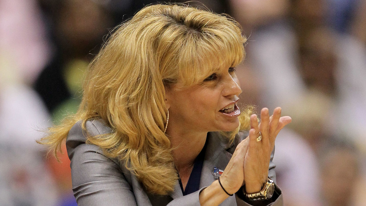 SAN ANTONIO - APRIL 04: Head coach Sherri Coale of the Oklahoma Sooners during the Women's Final Four Semifinals at the Alamodome on April 4, 2010 in San Antonio, Texas.