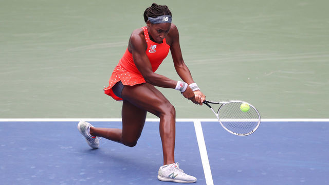 NEW YORK, NEW YORK - AUGUST 31: Cori Gauff of the United States returns the ball during her Women's Singles first round match against Anastasija Sevastova of Latvia on Day One of the 2020 US Open at the USTA Billie Jean King National Tennis Center on August 31, 2020 in the Queens borough of New York City.